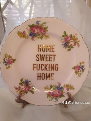 Home Sweet F*cking Home - One of a Kind Altered Art Dish
