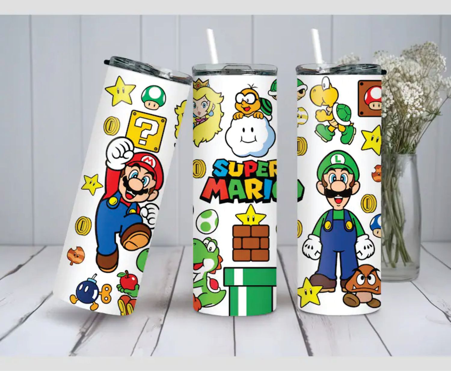 Classic Super Mario 20oz Tumbler (customisable)