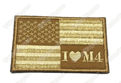 PB325 I Love M4 US Flag Right Arms With Velcro - Tan Colour