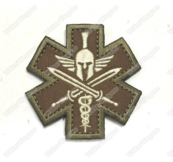 WG055 Spartan Tactical Medic Military EMT Morale Badge Patch With Velcro - Tan Color