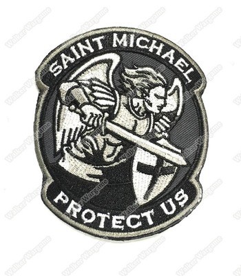 WG052 US Army Saint Michael Angel Protect US With Velcro - Black Color