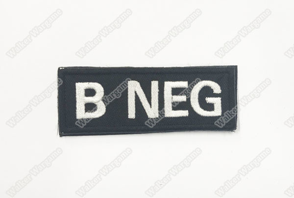 WG041B US Army B NEG Blood Type Patch With Velcro - SWAT Black