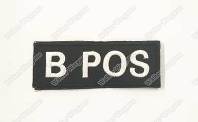 B616B US Army B POS Blood Type Patch With Velcro - SWAT Black