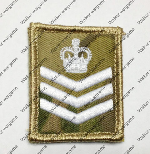 B2250 UK British Army Staff Sergeant Rank Patch With Velcro - Multicam Colour