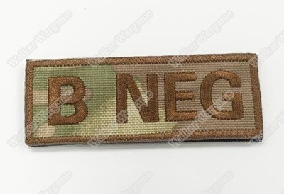 WG041 US Army B NEG Blood Type Patch With Velcro - Multicam Colour