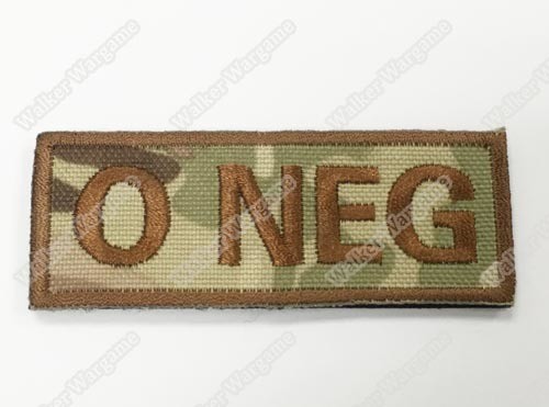WG042 US Army O NEG Blood Type Patch With Velcro - Multicam Colour