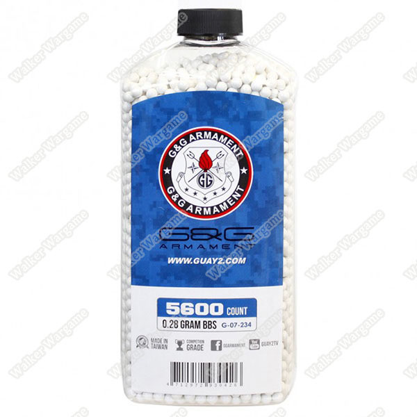 G&G 0.28G P.S.B.P. Perfect Spherical Seamless 6mm Airsoft BBs - 5600rds Bottle