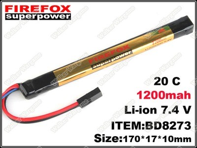 L FireFox Stick Type 7.4V 1200mah 20C LiPo Li-Polymer Battery (RC, All Airsoft Gun AEG)
