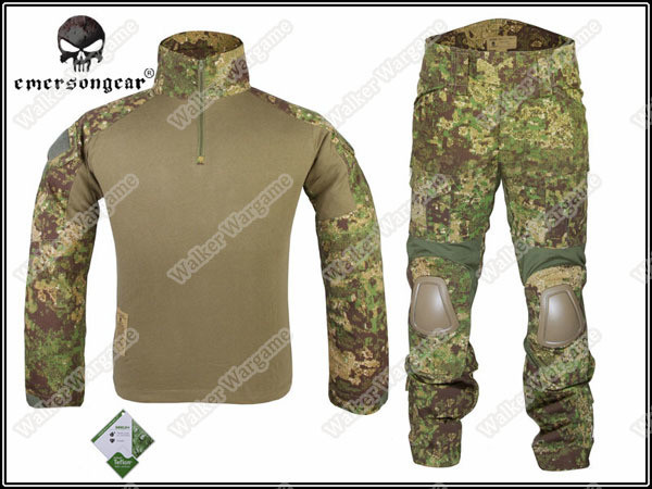 Combat Set Shirt & Pants Build in Elbow & Knee Pads - Special Force GreenZone Camo GZ
