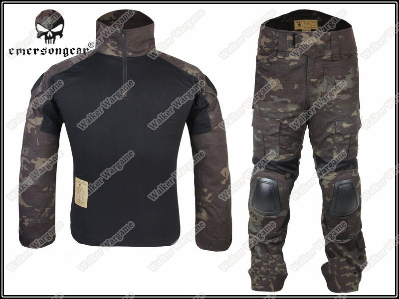 Combat Set Shirt & Pants Build in Elbow & Knee Pads - US Special Force Black Multicam