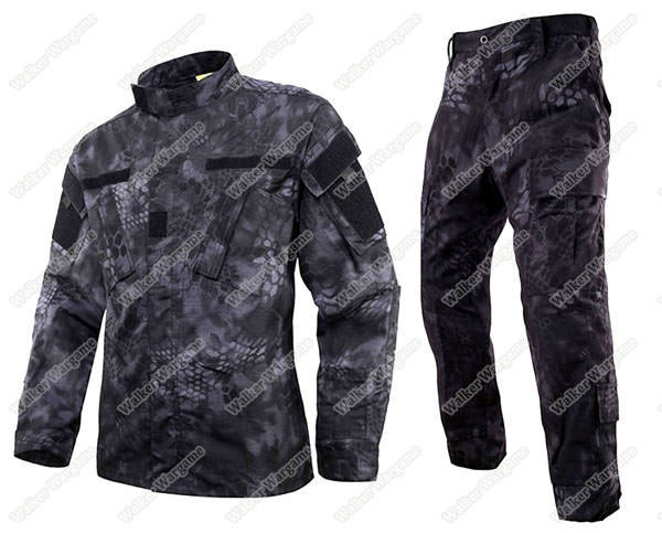 BDU Battle Dress Uniform Full Set - Special Force Night OPS Black TYP Typhon Camo