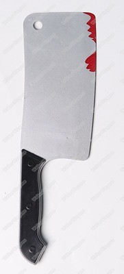 Rubber Training Knife - Halloween Butcher Cleaver With Blood