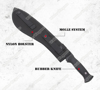 Rubber Training Tactical Rubber Machete With Holster - Black & Tan