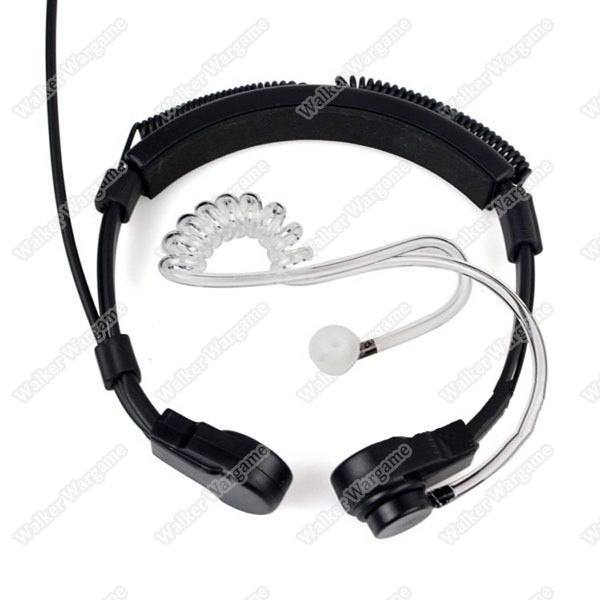 FBI Style Tactical Heavy Duty Throat Mic for Motorola Radio 1 Pin and Kenwood 2 pin - With PTT