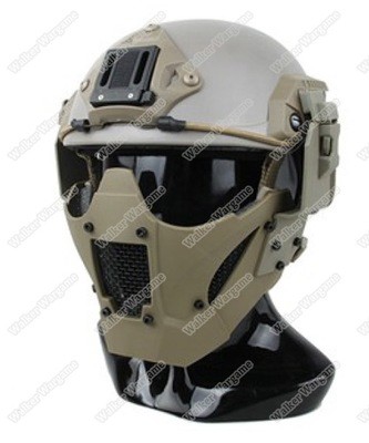 PDW Airsoft Tactical Hard Shell Half Fast Mesh Mask - Desert Tan