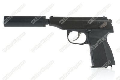 WE Makarov Pistol With Silencer Green Gas Blow Back GBB Pistol (Limited, Brown Grip)