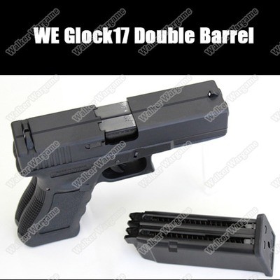 WE Tech Double Barrel G17 Green Gas Blow Back Pistol - Black