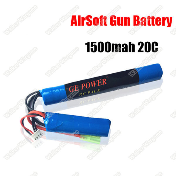 GE Power Lipo battery 11.1V 1500MAH 20C RC Airsoft Gun Battery 2P Type (Deans And Tamiya Connect)
