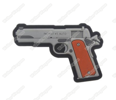 PWG013 PVC Rubber Colt 1911 Pistol Patch With Velcro - Full Colour