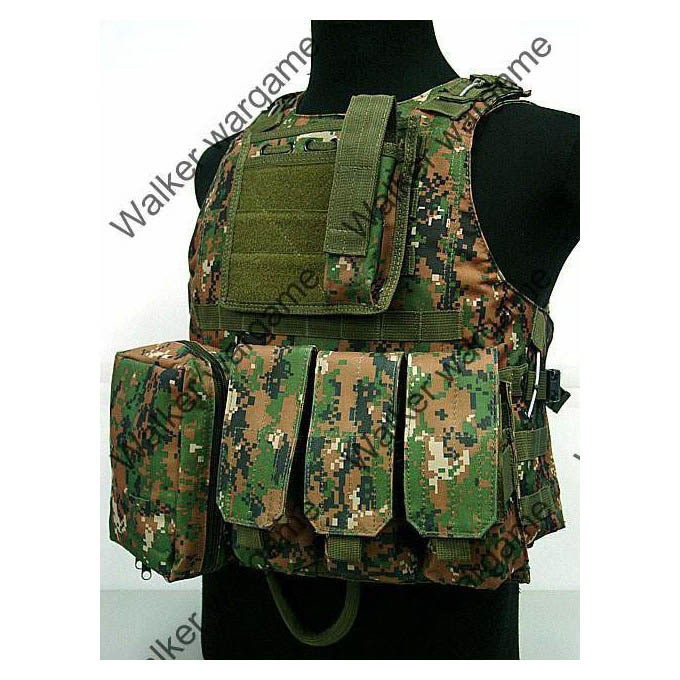 USMC FSBE Molle Combat Assault Plate Carrier Vest - Digital Woodland