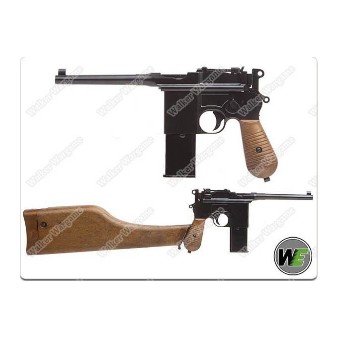 WE Broomhandle Mauser C96 M712 Gas Blow Back Airsoft Pistol - With Butt Stock / Holster