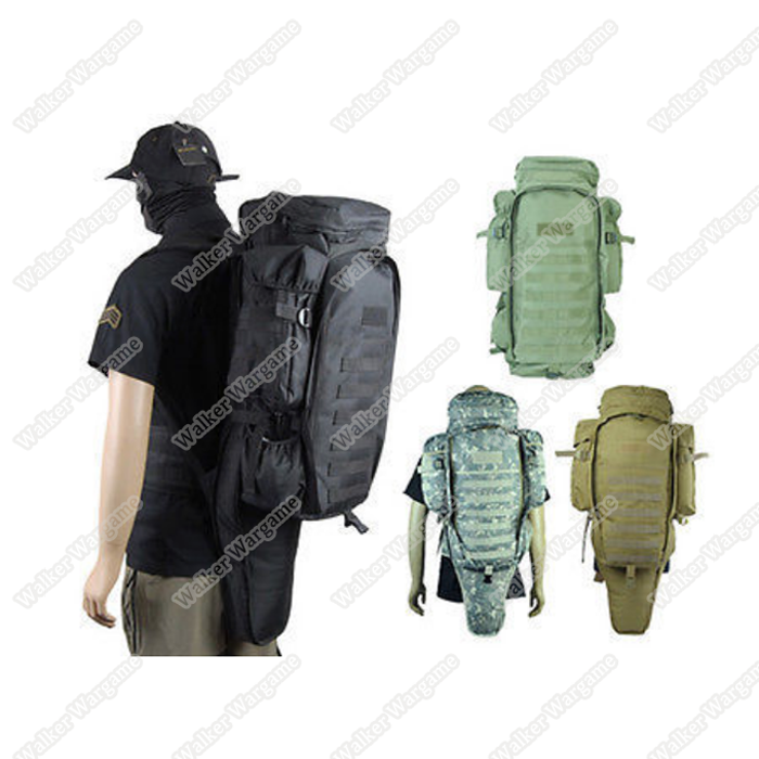 65L Combat Backpack w/ Rifle Bag - Black & Multicam