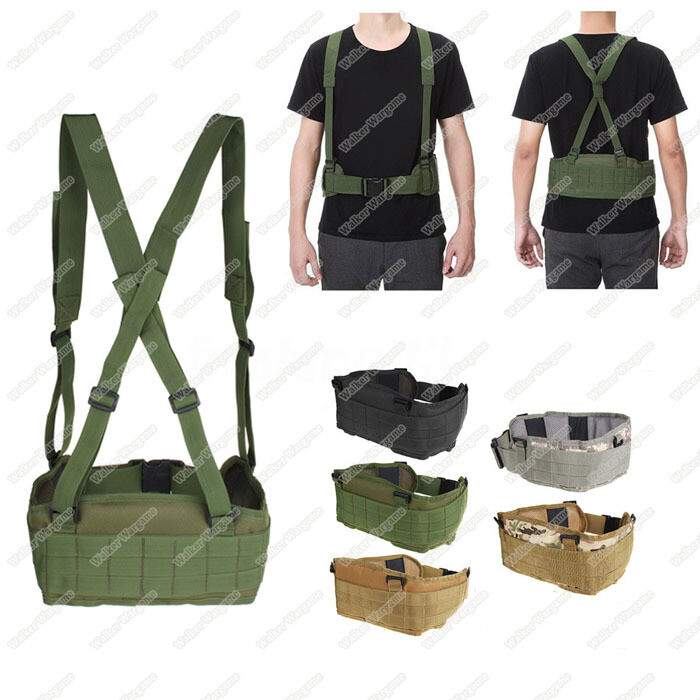 Tactical Waist Padded Molle Belt With Suspender Duty Belt - Multi Color