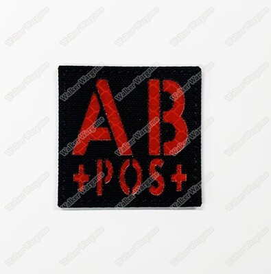 LWG011 AB POS - Laser Cut Reflective Blood Type Patch With Velcro With Velcro