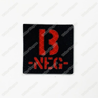 LWG014 B NEG - Laser Cut Reflective Blood Type Patch With Velcro