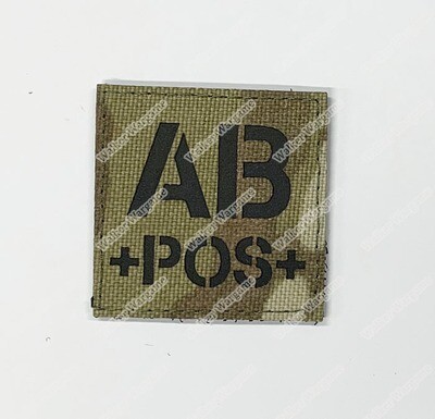 LWG019 AB POS Blood Type Multicam - Laser Cut Patch With Velcro