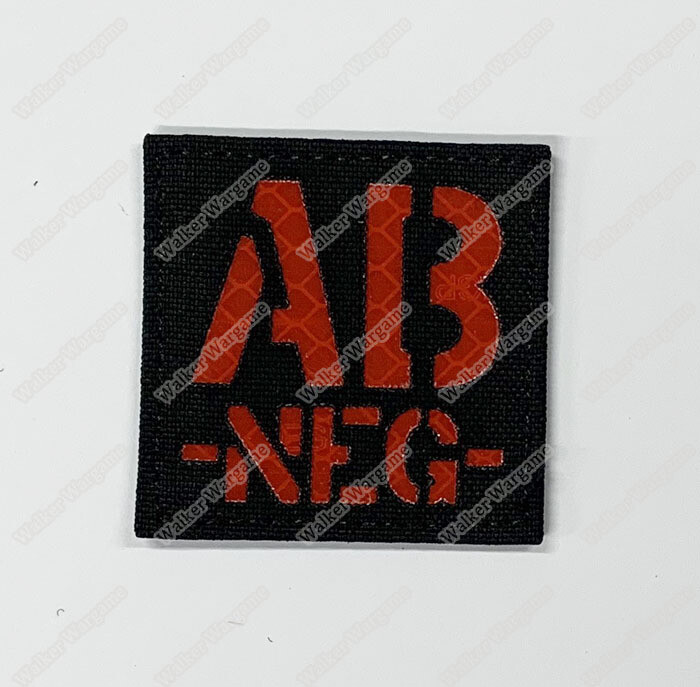 LWG015 AB NEG - Laser Cut Reflective Blood Type Patch With Velcro