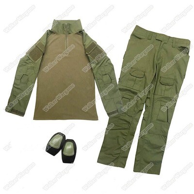 Combat Set Shirt & Pants Build in Knee Pads - OD Green