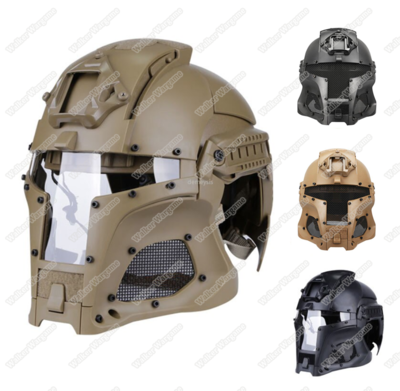 Tactical Samurai Airsoft Mask With Helmet - Desert Tan