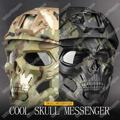 WST Tactical Airsoft Paintball Mask Full Face Skull Messenger Mask Fit Fast Helmet Adjustable