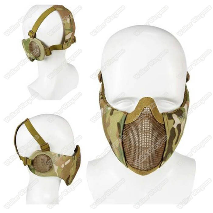 V1E Stalker Type Half Face Metal Mesh Mask With Integrated Mesh Ear Protection