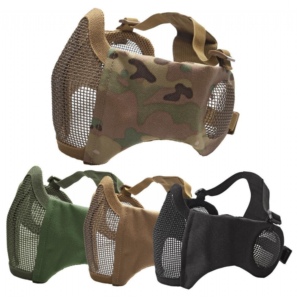 V1E Stalker Type Half Face Metal Mesh Mask With Integrated Mesh Ear Protection