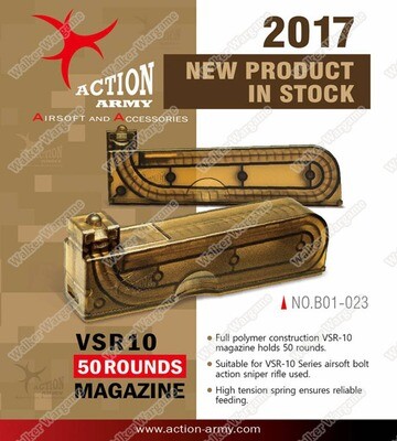 Action Army BAR10 VSR10 Mid Cap Bolt Action Airsoft Magazine - 30 Rounds