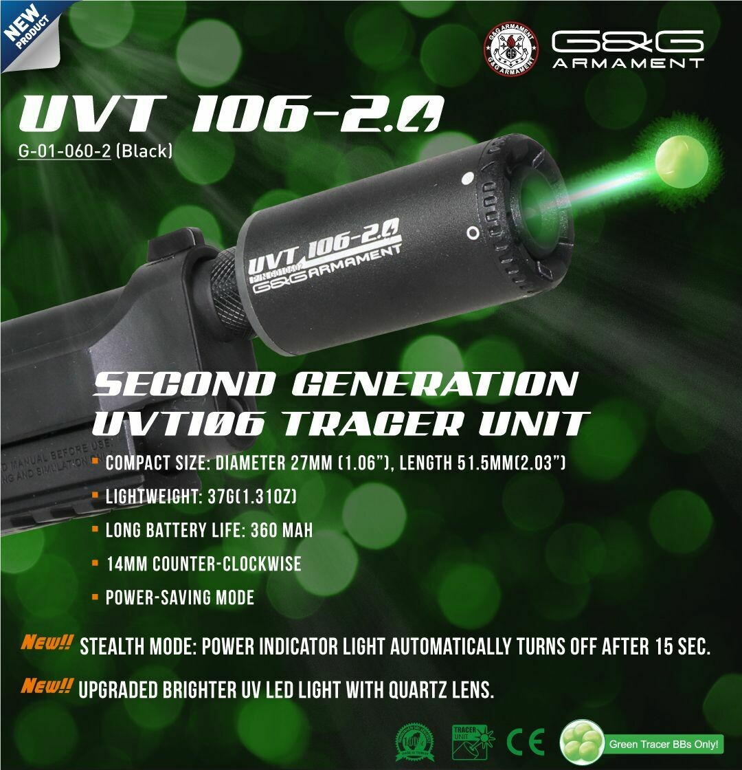 G&G トレーサーユニット UVT106-2.0 14mm G&G UVT106-2.0 Tracer Unit 14 CCW in Black