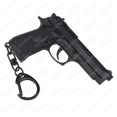 1:4 Beretta 92f M9 Pistol Key Ring Keychain - Black