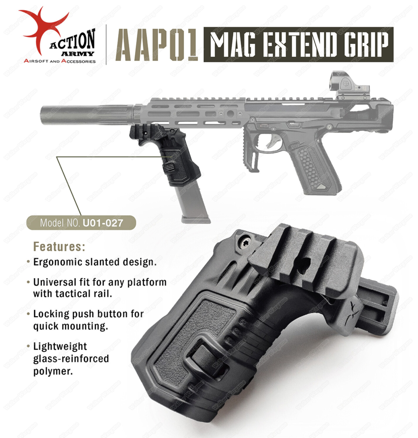 Action Army G Pistol Mag Extend Foregrip