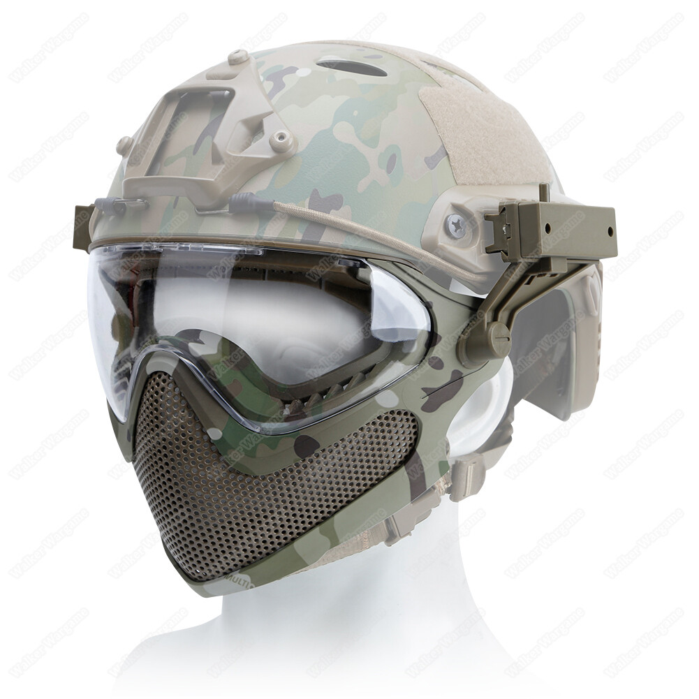 Pilot Full Face Mask with Goggle Multicam, Metal Mesh Mask