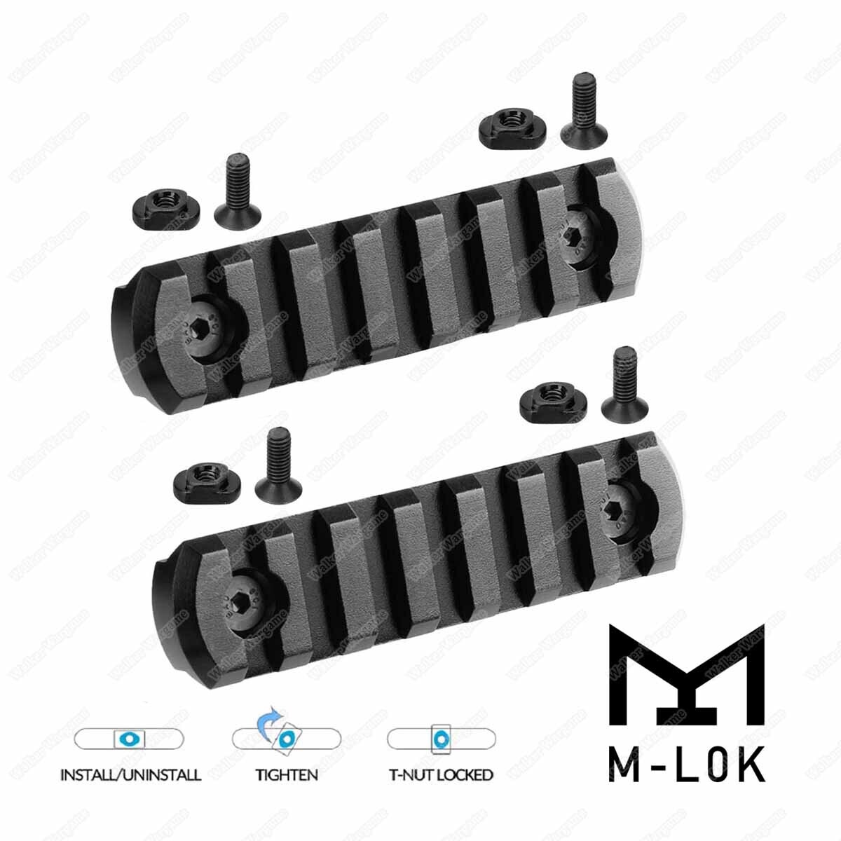 6 Slot M-LOK MLOK Picatinny Side Rail 2 Pics - Black