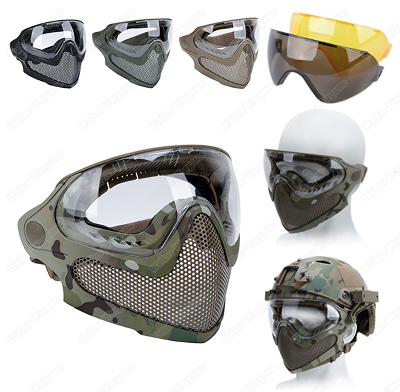 Pilot Full Face Mask with Goggle ,Metal Mesh Mask