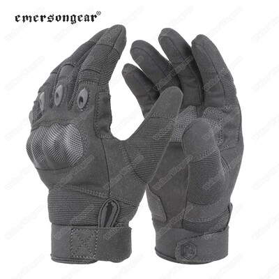Emerson Assult Tactical Full Finger Hard Knuckle Gloves - SWAT Black