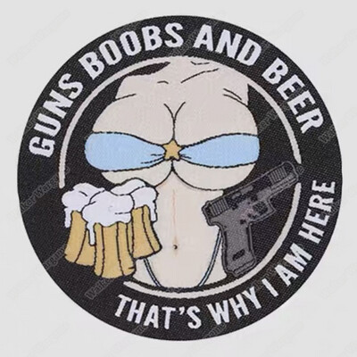 WWG164 Guns Boobs and Beer Velcro Patch - Full Color