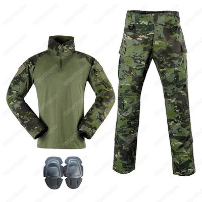WST Combat Set Shirt &amp; Pants Build in Knee Pads - US Speical Force Multi Camo Woodland MCTP