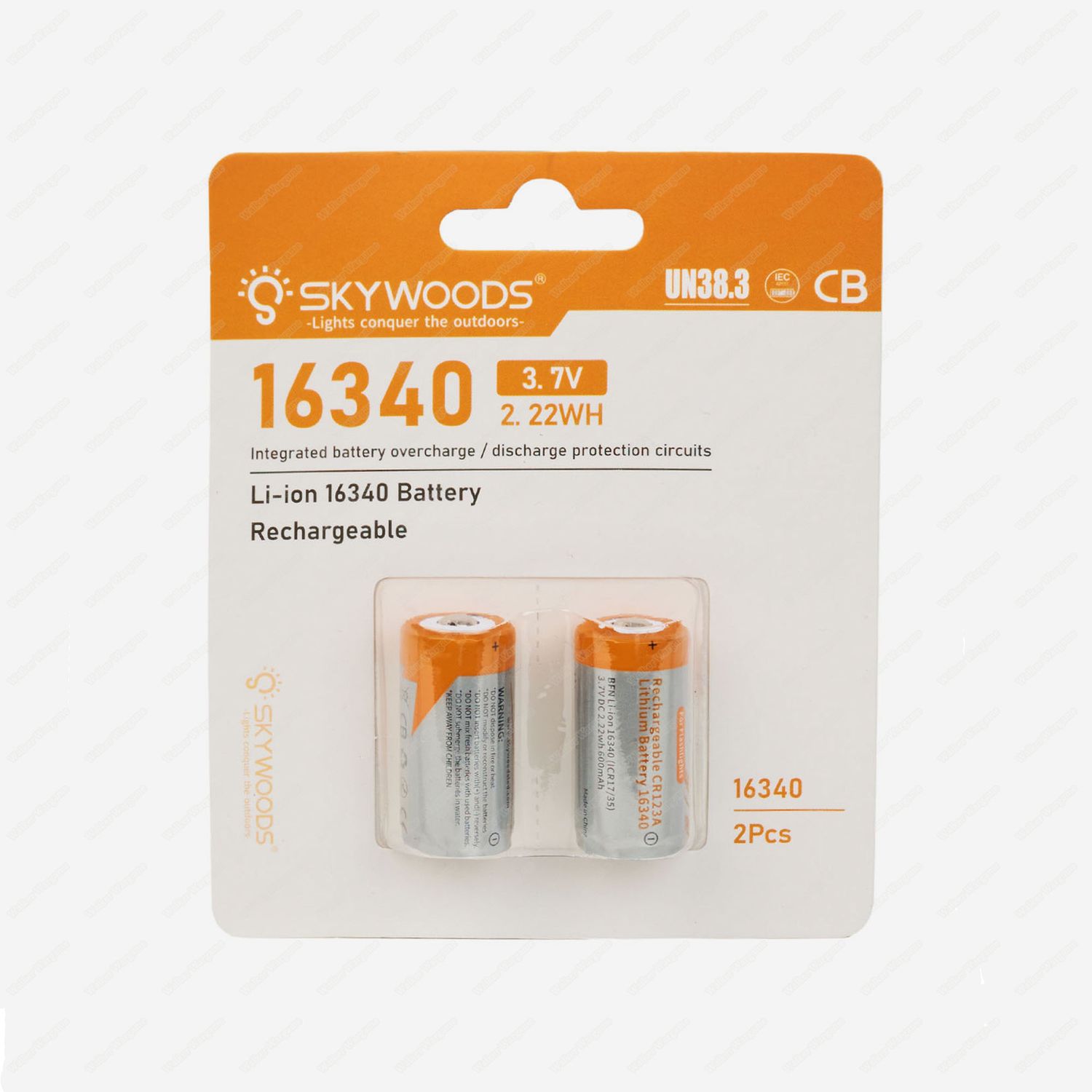 SkyWoods CR123A 16340 3.7v 700mAh Battery Rechargeable