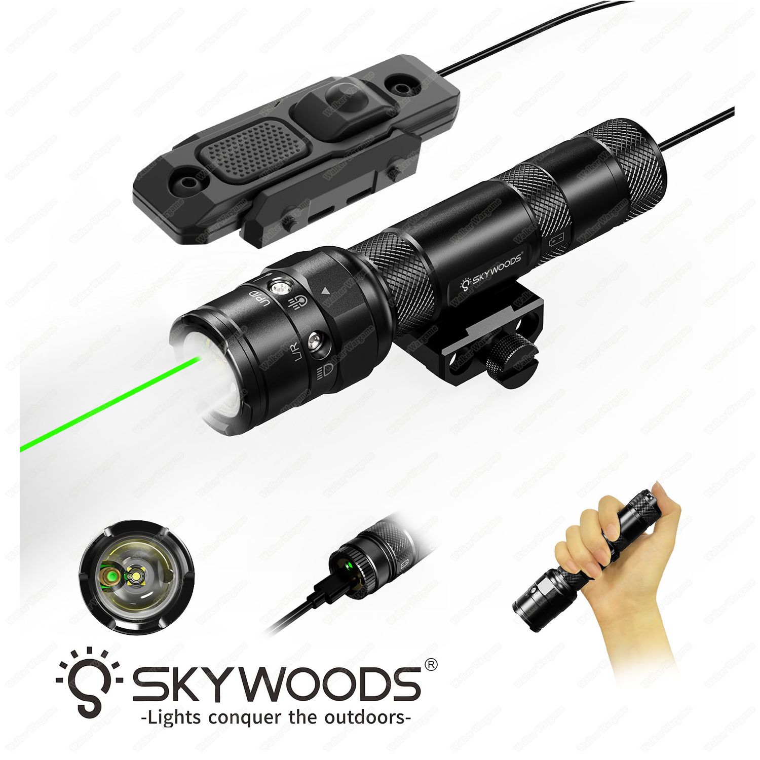 SkyWoods RL900G Tactical FlashLight With Laser With Controller PICA or MLOK - 2 Year Warranty