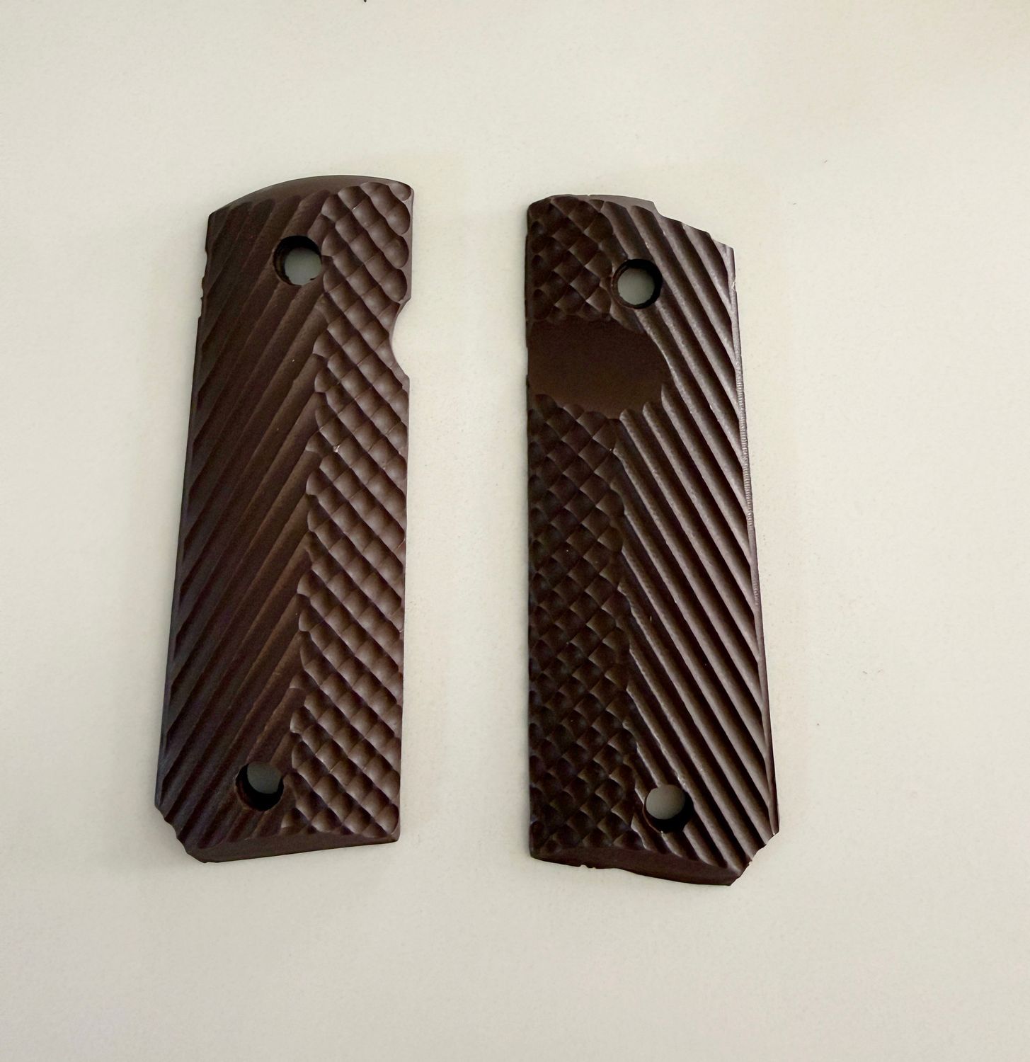 1911 Pistol Grip Tactical Slants Brown Color - Pair