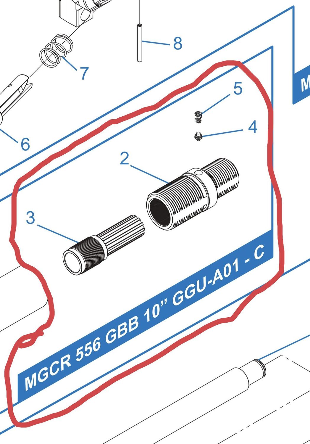 Speical order parts MGCR556 GBB 10 GUU-A01-c 2,3,4,5
